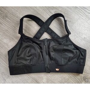 SHEFIT Sports Bra Black Front Zip Gym Athletic Adjustable NO SIZE***